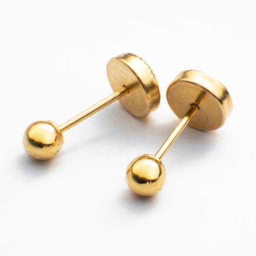 Aros Abridores Oro 18k Bolita 3 Mm Envío Gratis