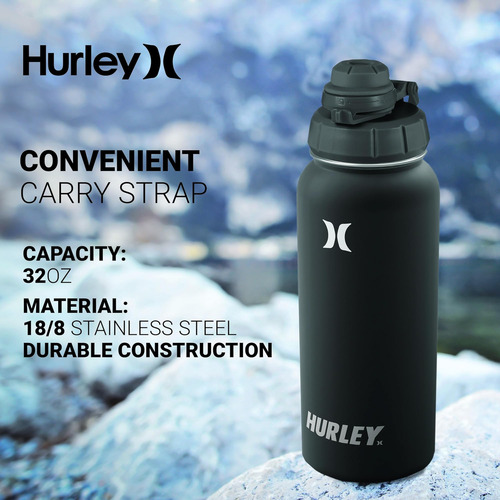Hurley Botella De Agua De 32 Oz Con Tapa Para Bebidas Frías