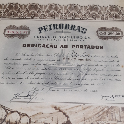 Imagem 3 de 7 de Obrigação Ao Portador Petrobras Crs200 1956
