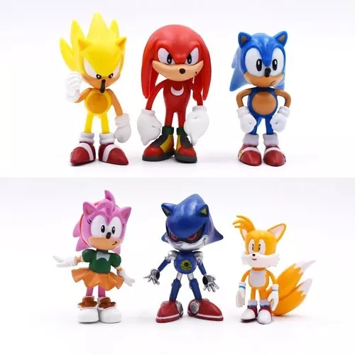 SONIC Coleção Action Figure com 6 Bonecos do Mercado Livre Super Sonic  Metal Sonic Amy Knuckles Tail 