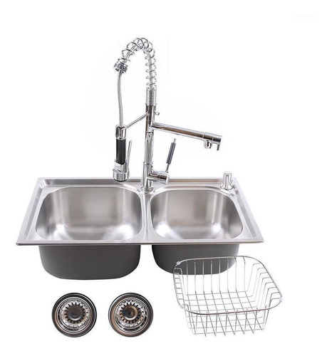 Cuba Dupla Gourmet Aço Inox 304 68x39 Com Torneira Gourmet