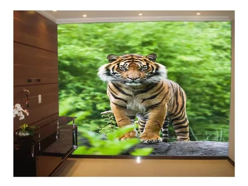 Papel De Parede Animais Tigre Paisagem 3D 7,50M² Anm238 no Shoptime