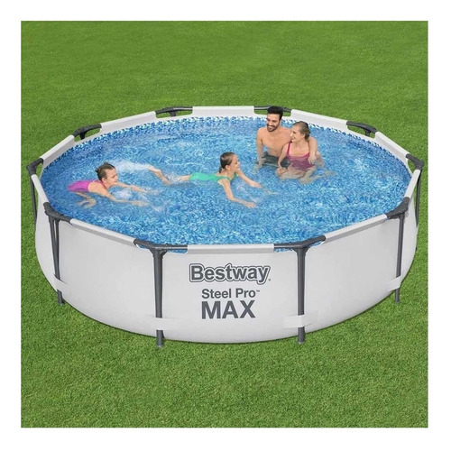 Imagen 5 de 9 de Piscina estructural redonda Bestway 56408 con capacidad de 4678 litros de 305cm de diámetro gris claro diseño piedra prismática