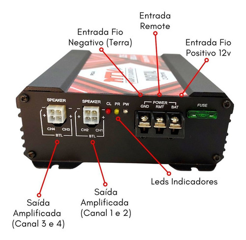 Potência Módulo Som Carro Ds800.4 Digital 800w Rms 4 Canal