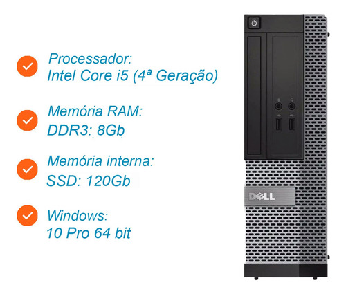 Desktop Pc Dell Core I5 4ª Geração 8gb Ssd 120gb