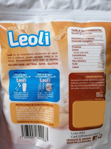 Imagen 2 de 2 de Leche De Almendra En Polvo Sin Gluten 250g Andina Grains