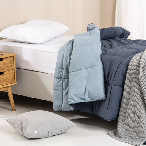 Plumón Quilt 1.5 Plaza Arredo Reversible Colores Lisos