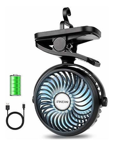 Brigenius Clip On Camping Fan With Led Lights, Battery Opera