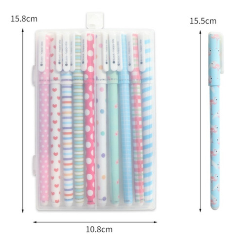Imagen 2 de 6 de Lápices Gel Punta Fina 0,38mm Set 10 Colores