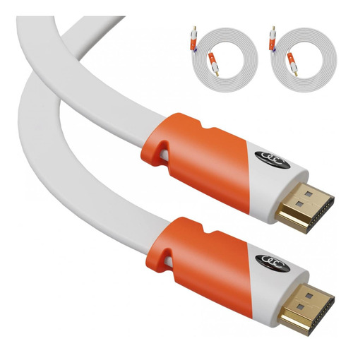 Cable Hdmi Plano De 15 Pies - Paquete De 2 - Cable Hdmi De Alta Velocidad - Soportes, Video 4k A 60 Hz, 3d, 2160p - Hdmi