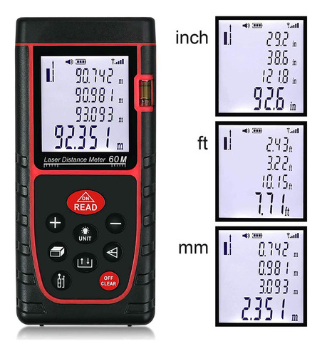 W Para Y Medidor Laser Distancia 60m Profesional Metro