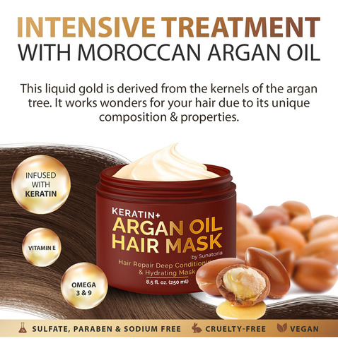 Mascarilla Sunatoria Con Keratina Y Aceite De Argán -