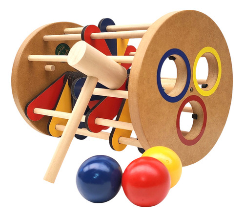 Juego Didáctico Banco Grande De Descarga Rulero Con Pelotas Color Multicolor