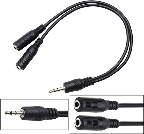 Cable Adaptador De Audio 3,5mm Macho A 2 Hembra | Negro