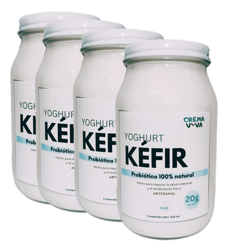 Kéfir Natural En Frascos De Vidrio Fresco Y 100% Artesanal