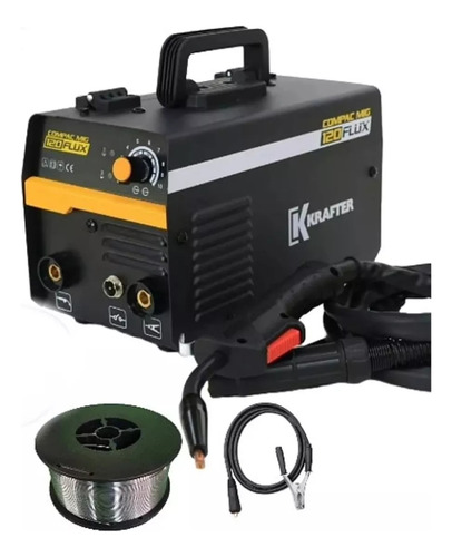 Soldadora Compac Mig 120 Flux Dual + Alambre Flux 0.5 Kilo C Negro