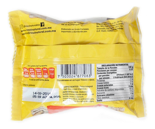 Real Natural Galletas De Arroz Con Miel 32 Gr