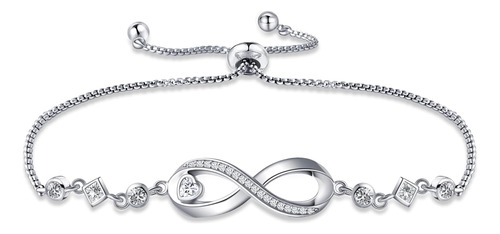 Jsgemslee Pulseras Infinitas Para Mujer, Plata, Infinito, Am