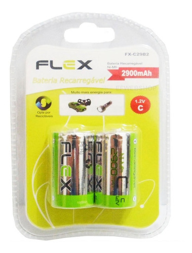 Imagem 2 de 4 de Carregador De Pilhas Flex Universal Aa Aaa Ou Baterias 9v Com 2 Pilhas C Recarregaveis Media 2900 Mah Bivolt Leds Fx C06