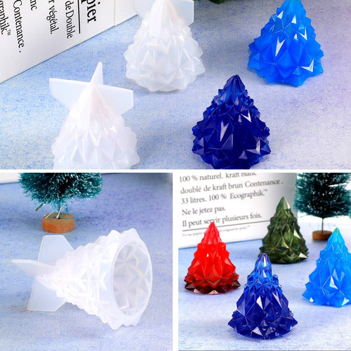 ^ 2pcs Molde Silicona Árbol De Navidad Árbol Molde Jabón