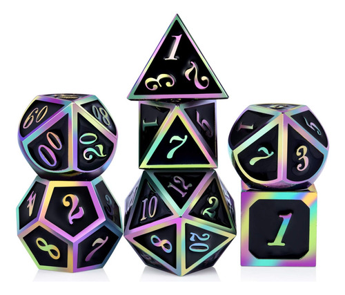 Juego De Dados De Metal Dndnd Rainbow Edge De 7 Piezas Dn...