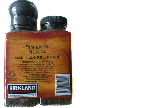 Pimienta Negra Y Molinillo Rellenable Kirkland Signature