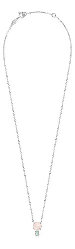Collar Tous Mini Color De Plata Con Cuarzo Rosa Y Amazonita