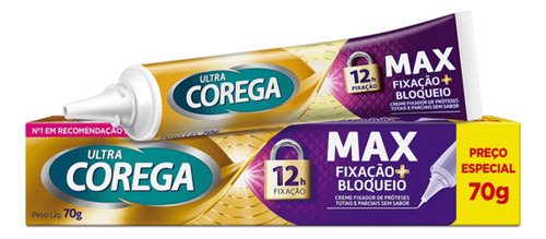 3 Corega Ultra Máxima Fixação Bloqueio Dentadura S/sabor 70g