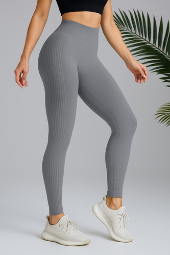 Leggings Para Mujer Con Diseño Acanalado Y Efecto Push Up