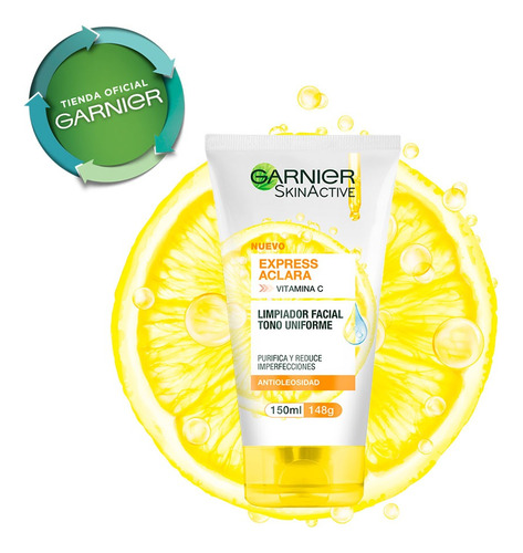 Limpiador Facial Garnier Aclara Vitamina C Piel Grasa 150ml
