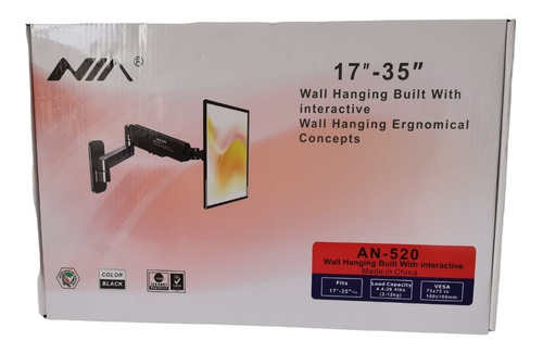 Soporte Pared Pantalla Base Brazo Ajustable Monitor 17 A 35