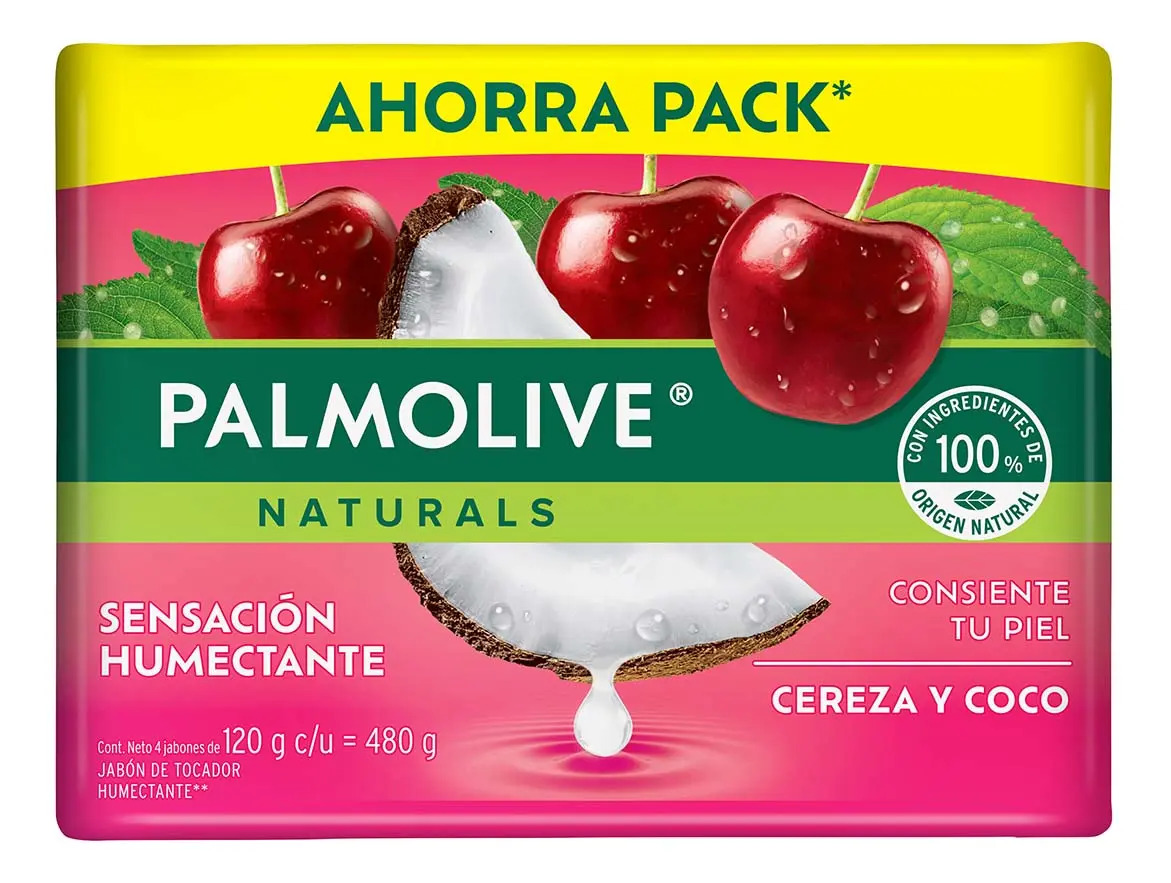 Jabón De Tocador Palmolive Naturals Cereza Y Coco 4x120 G