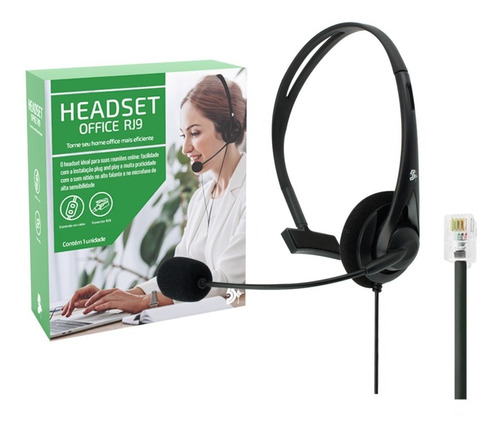 Headset Office Para Telefone C/ Conector Rj9 Premium Confort