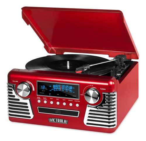 Victrola 50's Retro Reproductor De Grabacion Bluetooth Y Ce