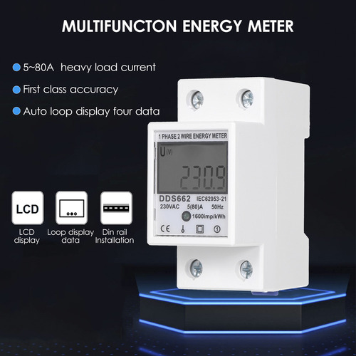 Medidor De Energía Monofásico Ac 230v Sin Luz De Fondo Dds66