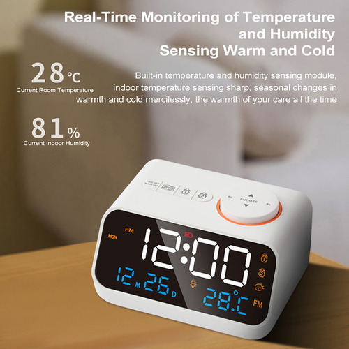 Reloj Despertador Digital Con Pantalla Led, Radio Fm Con Ate