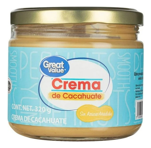 Crema De Cacahuate Great Value Sin Azúcar 320 G