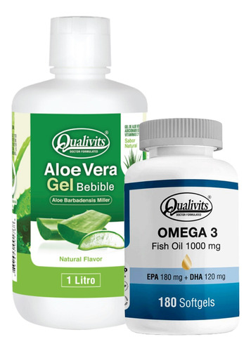 Omega 3 Fish Oil X180 + Aloe Vera Bebible Sabores Qualivits Sabor Natural