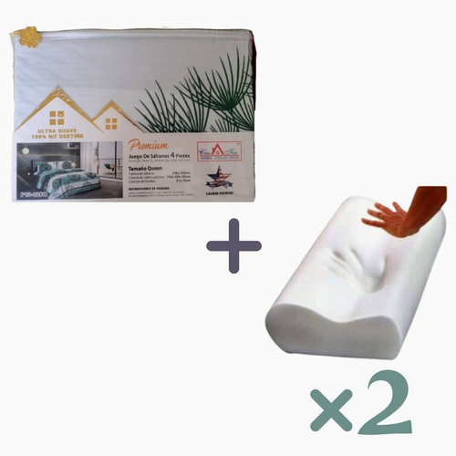 Imagen 1 de 1 de Combo Juego De Sabanas Queen Premium + 2 Almohadas