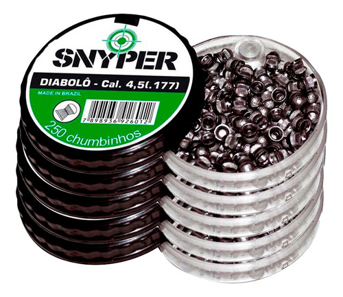 Kit 5 Caixas De Chumbinho Pressão Snyper Diabolo 4.5mm 250un