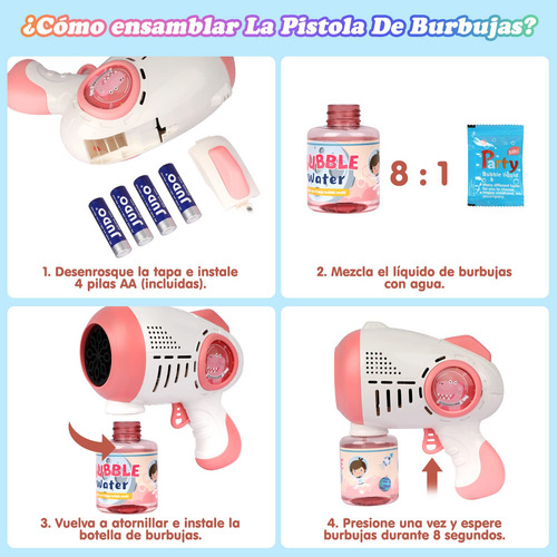 Máquina De Burbujas, Pistola De Burbujas Con Luces Led