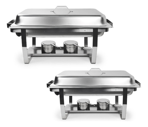 Set X 2 Chafing Dish Mantenedor Comida Acero Inox T433-1