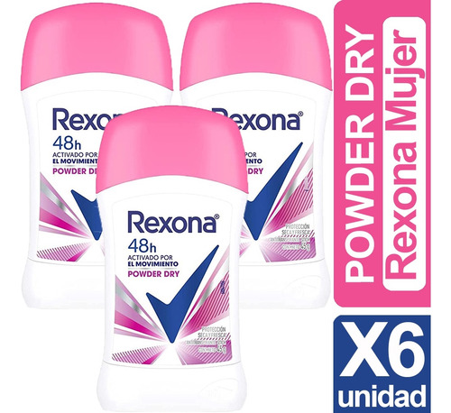 Rexona Desodorante Powder Dry Barra Pack X6 Unid
