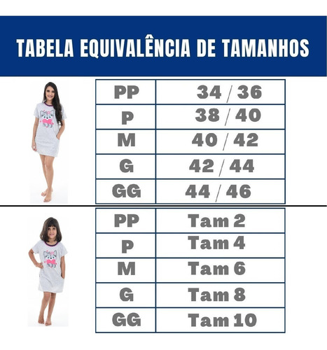 Imagem 2 de 7 de Kit Roupa De Dormir Camisola Mãe E Filha Raposa Com Bolso