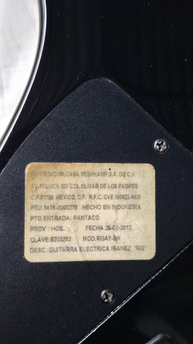 Guitarra Ibanez Rga 7 Diestro Negro Arce (Usado)