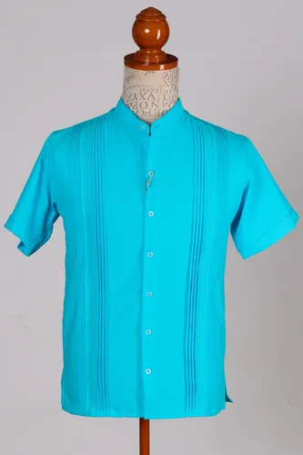 Guayabera azul turquesa sale