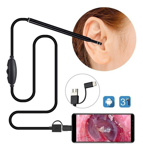 5.5mm 3 En 1 Limpiador De Oído Cámara Android Endoscopio .