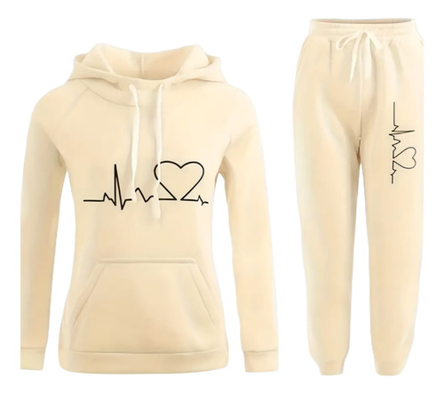 Conjunto Deportivo Mujer Love Sudadera Y Pants Cómodos