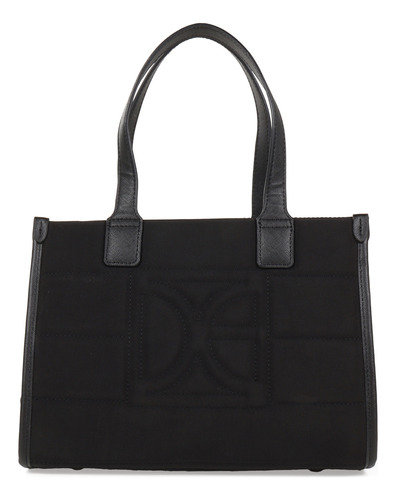 Bolsa Tote Cloe Para Mujer Mediana Textil Cierre Metálico Color Negro