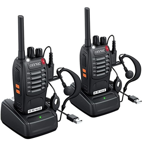 Esynic Walkie Talkies Recargables Con Auriculares, 2 Radios.